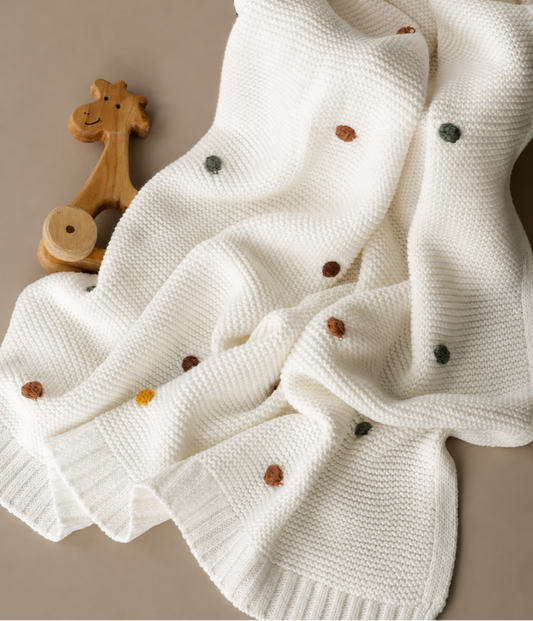 Colourful Spots Baby Kids Cotton Knitted Blanket - Just Kidding Store