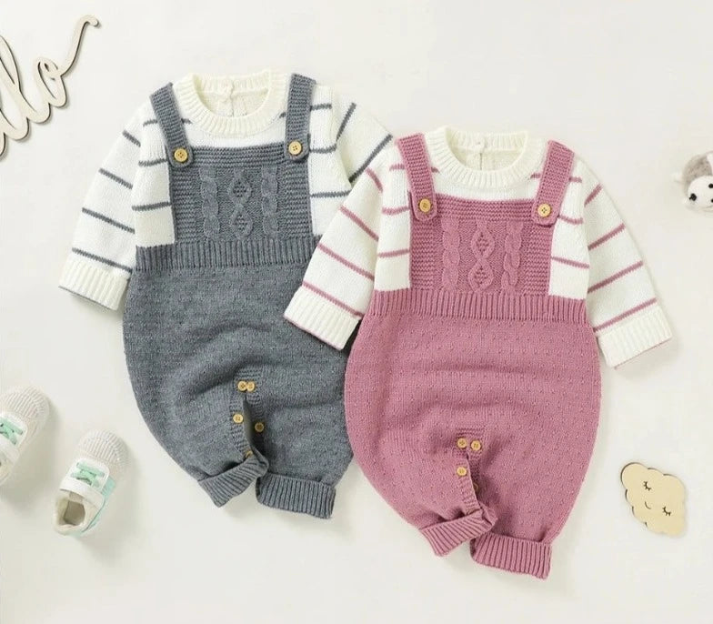Long Sleeve Knitted Romper - Infant Jumpsuit - Just Kidding Store