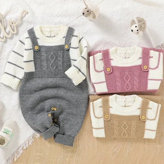 Long Sleeve Knitted Romper - Infant Jumpsuit - Just Kidding Store