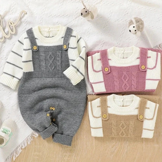 Long Sleeve Knitted Romper - Infant Jumpsuit - Just Kidding Store