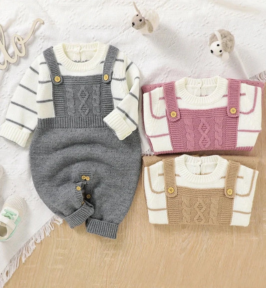 Long Sleeve Knitted Romper - Infant Jumpsuit - Just Kidding Store