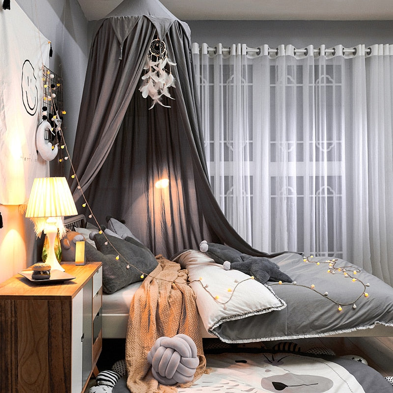 Tassel Bed Canopy - Hung Dome - Just Kidding Home