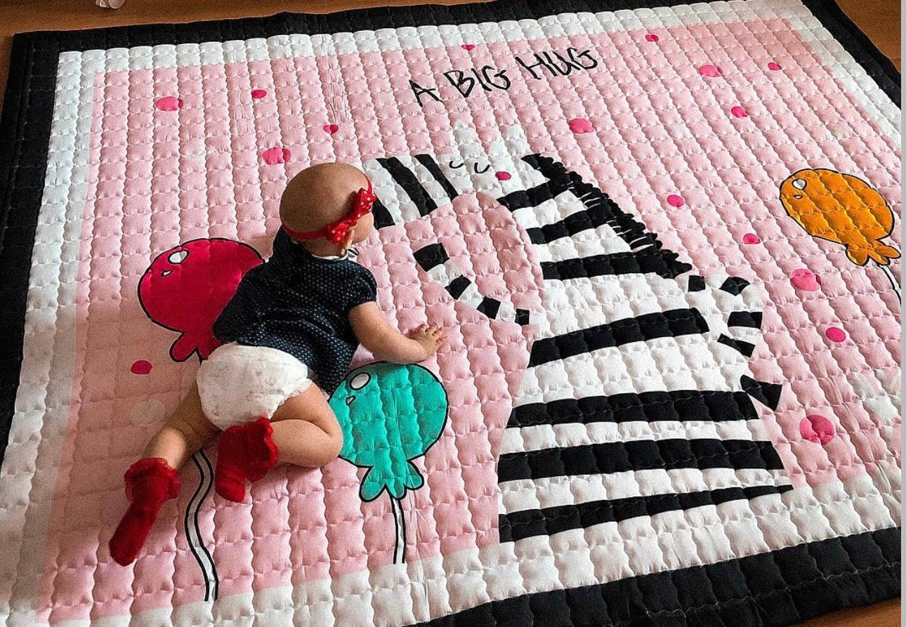 Zebra Oversized Quilted Play Mat - Anti Skid Carpet