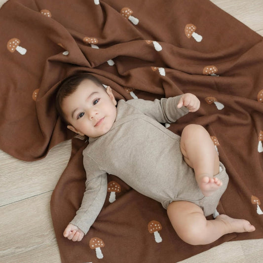 Forest Mushroom Baby Childrens Cotton Knit Blanket - Just Kidding Store