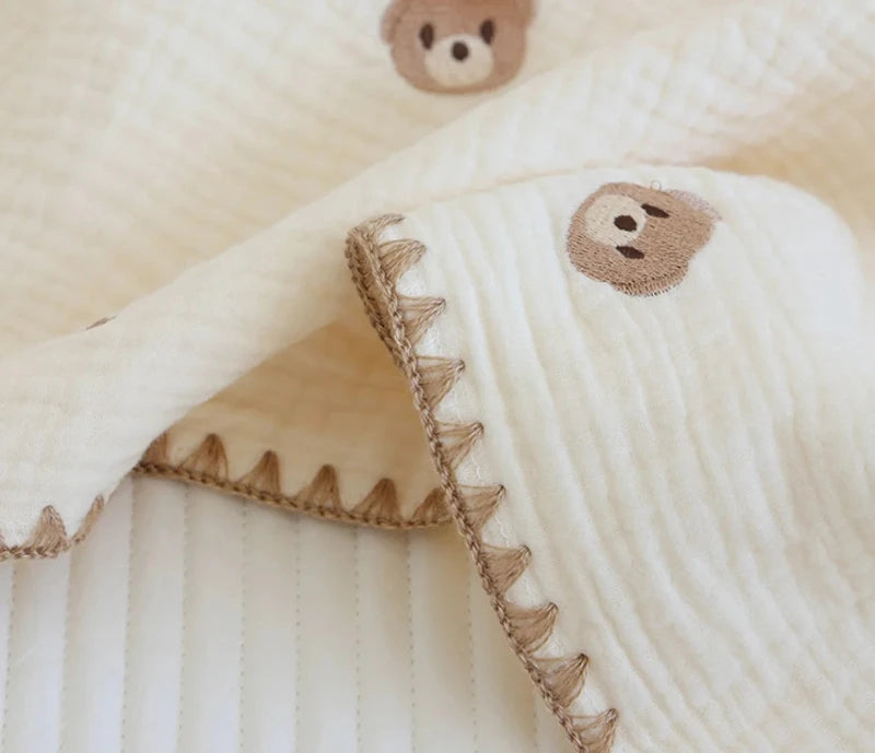 Embroidered Muslin Swaddle - Baby Blanket - Just Kidding Store