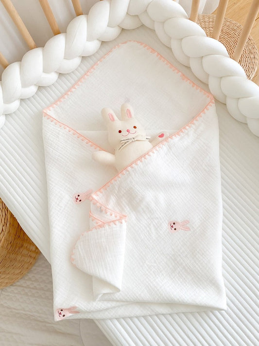 Embroidered Muslin Swaddle -  Baby Blanket - Just Kidding Store