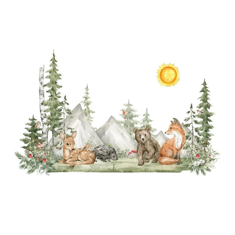 Watercolor Forest Animals Wall Decal - Just Kidding Store