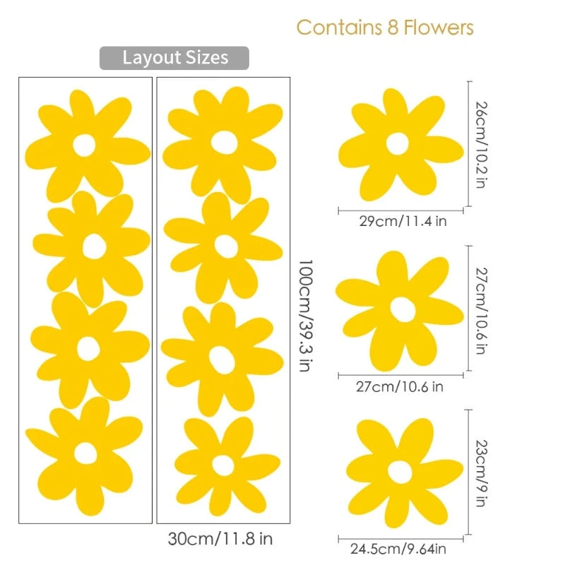 Large Daisy Flowers Wall Decals - Just Kidding Store