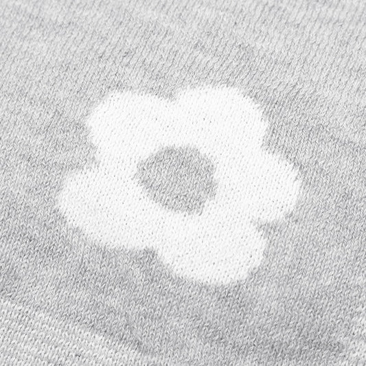 White Flower Cotton Knitted Baby Nursery Blanket - Just Kidding Store