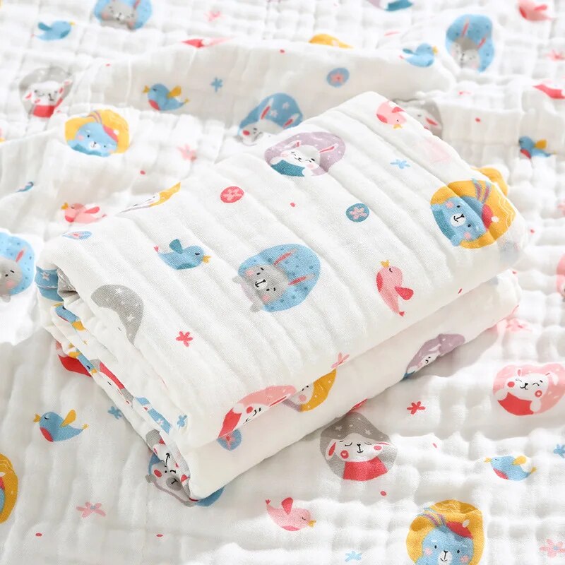 6 Layers Cotton Muslin Swaddle Blanket - Just Kidding Store