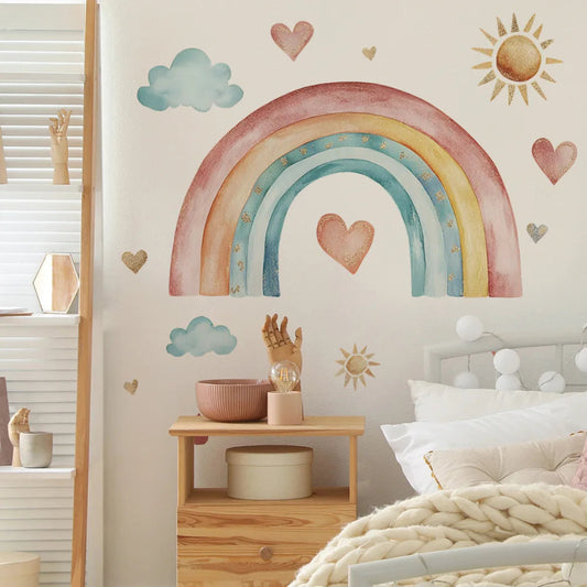 Watercolor Rainbow Sun Cloud Wall Sticker - Just Kidding Store