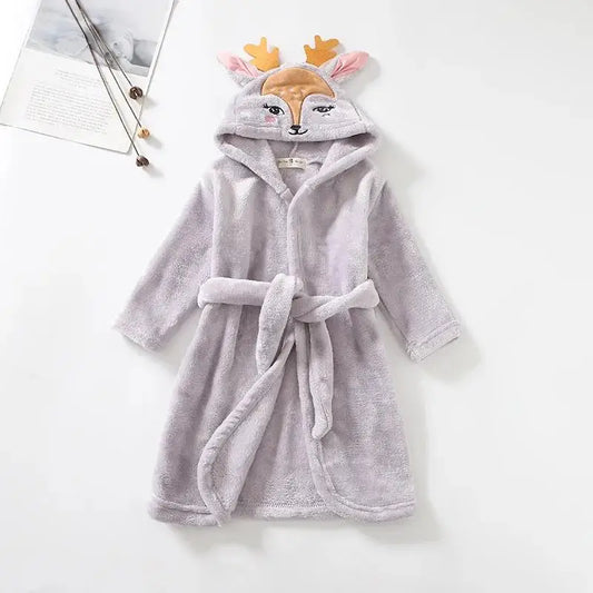 Deer Coral Velvet Children Hooded Robe - Just Kidding Store