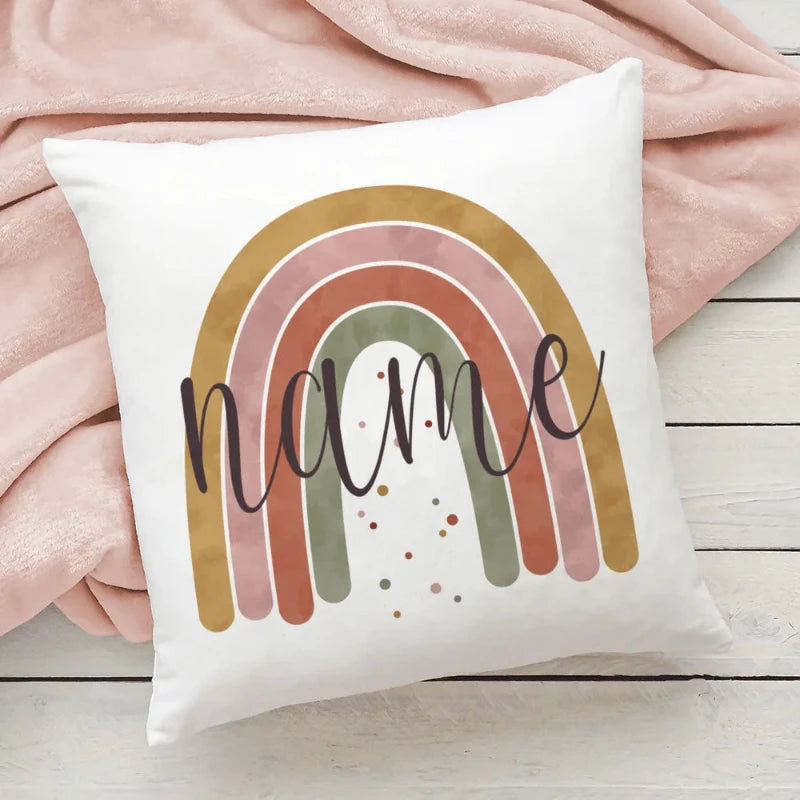 Personalised Rainbow Pillow Case - Custom Cushion Cover - Just Kidding Store
