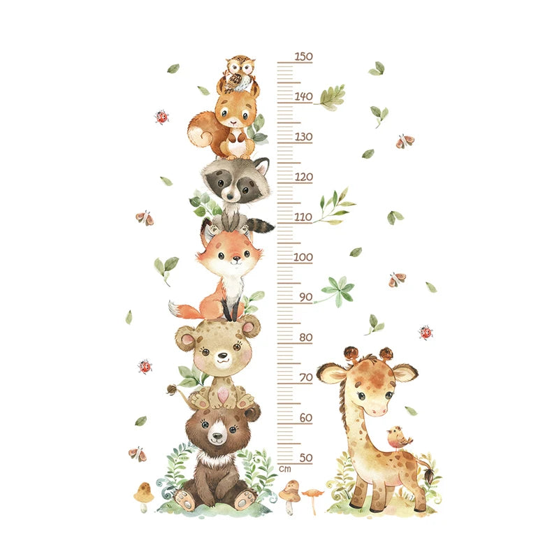 Cartoon Animals Height Measure Decal - Growth Chart Sticker - Just Kidding Store