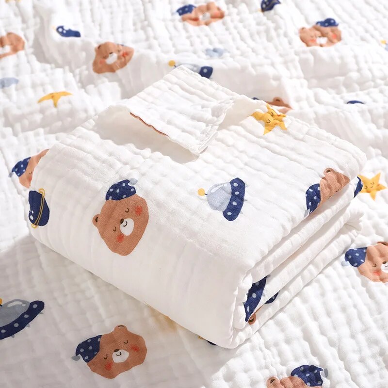 6 Layers Cotton Muslin Swaddle Blanket - Just Kidding Store