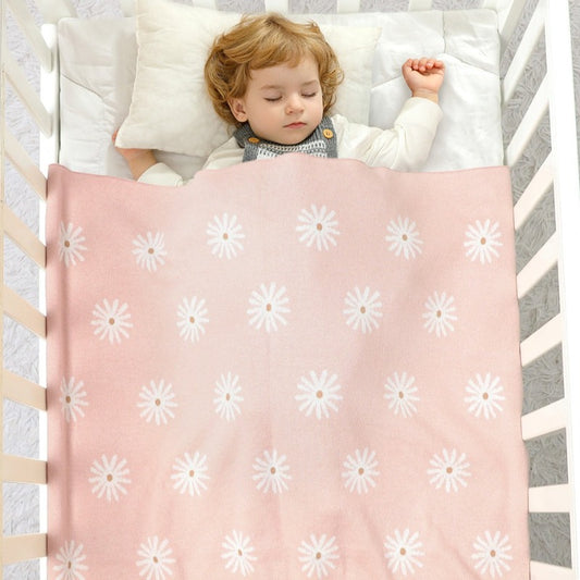 Daisy Cotton Knitted Baby Nursery Blanket - Just Kidding Store