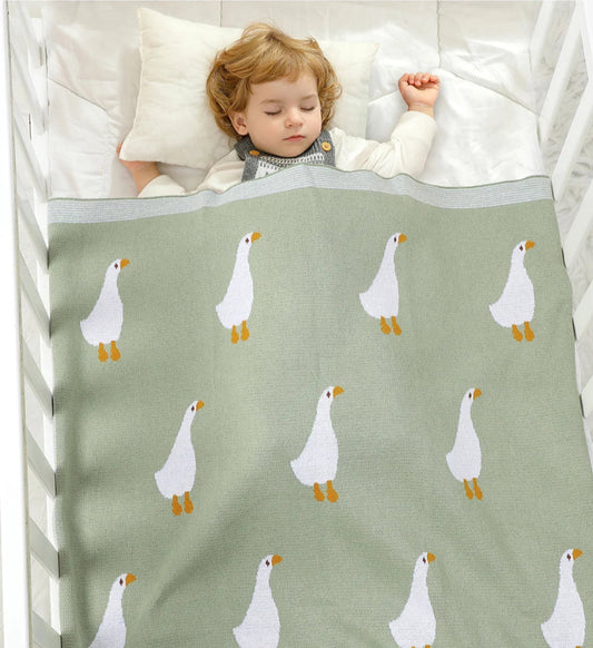 White Goose Cotton Knitted Blanket - Just Kidding Store