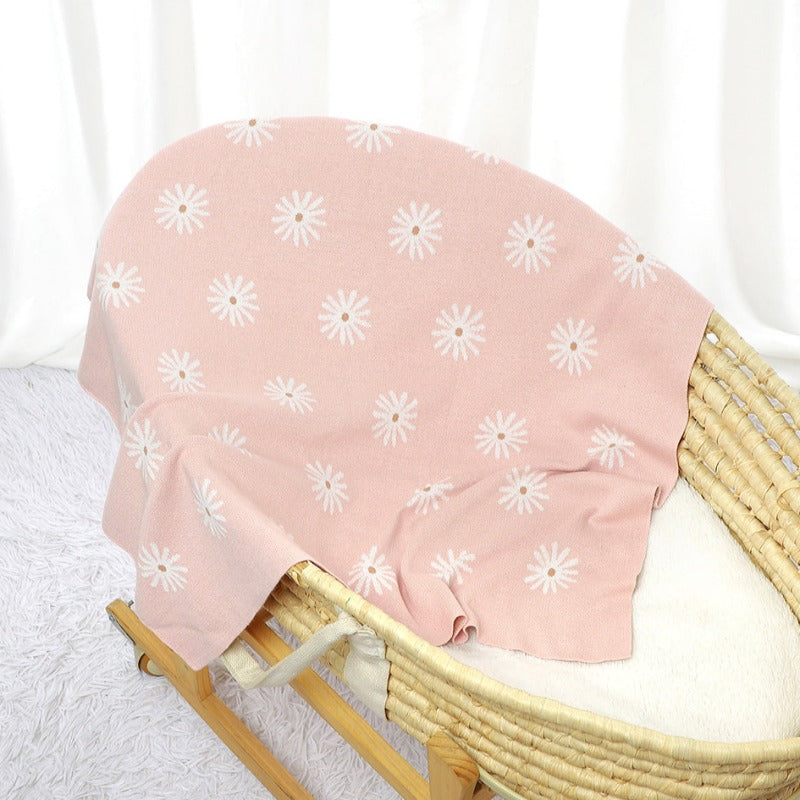 Daisy Cotton Knitted Baby Nursery Blanket - Just Kidding Store