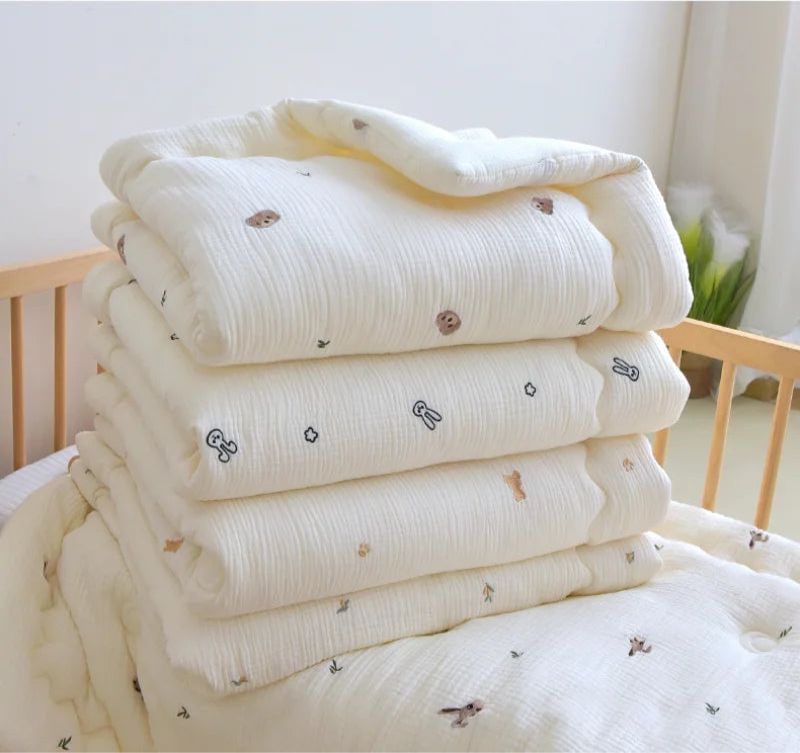 Embroidered Winter Thick Muslin Cotton Bed Cover - Just Kidding Store