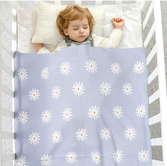 Daisy Cotton Knitted Baby Nursery Blanket - Just Kidding Store