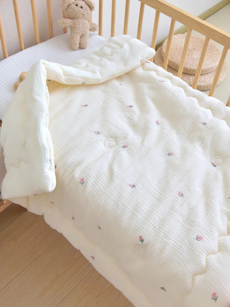 Embroidered Winter Thick Muslin Cotton Bed Cover - Just Kidding Store