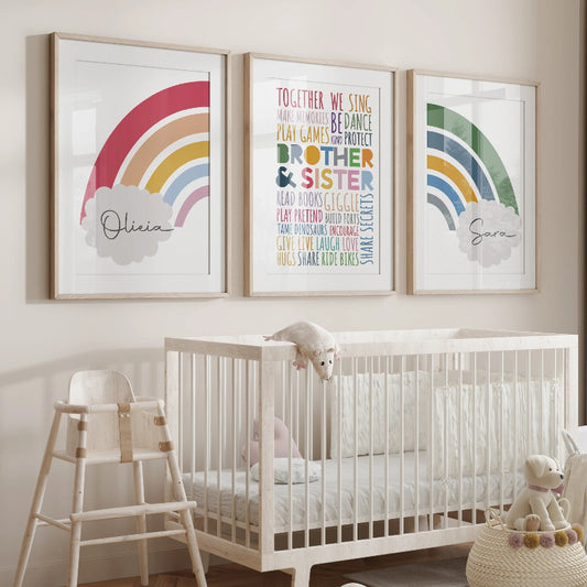 Personalized Sibling Rainbow Canvas Prints Set - Just Kidding Store