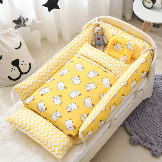 Multifunctional Baby Nest - Portable High Border Crib Set - Just Kidding Store