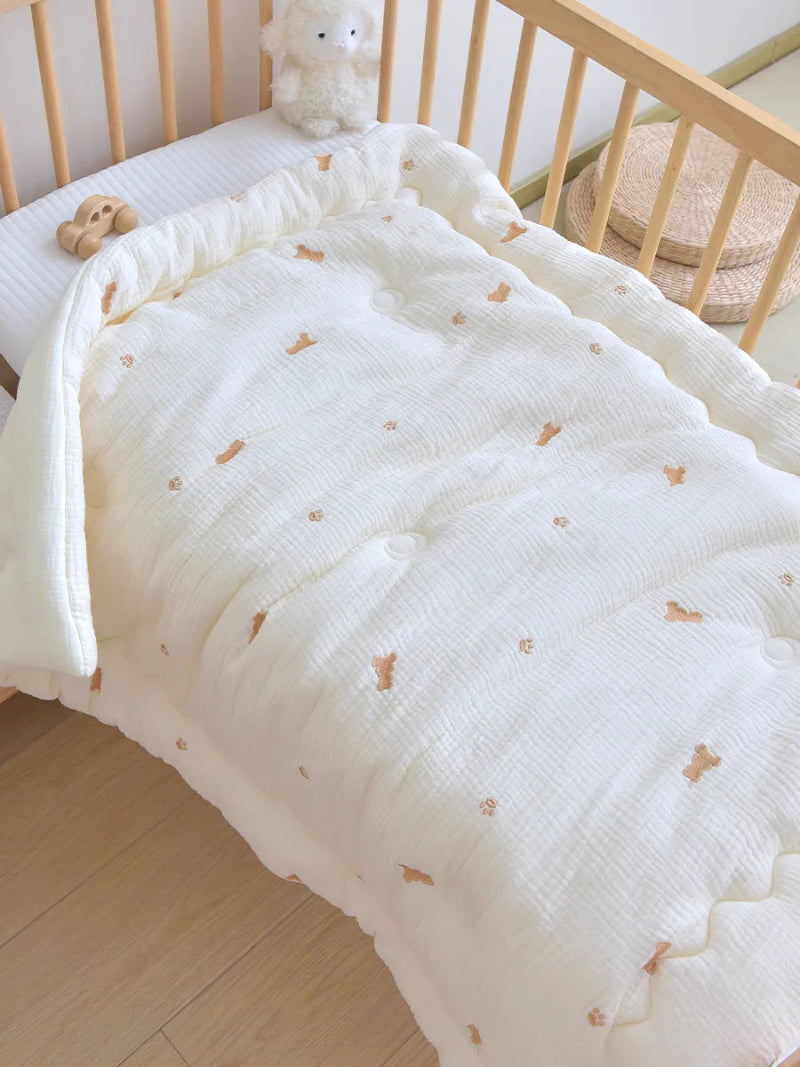 Embroidered Winter Thick Muslin Cotton Bed Cover - Just Kidding Store