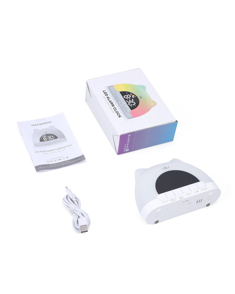 Rainbow Kitty Alarm Clock Night Light - Just Kidding Store