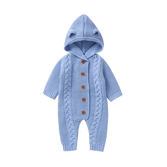 Hooded Baby Infant Winter Knitted Jumpsuit - Just Kidding Store