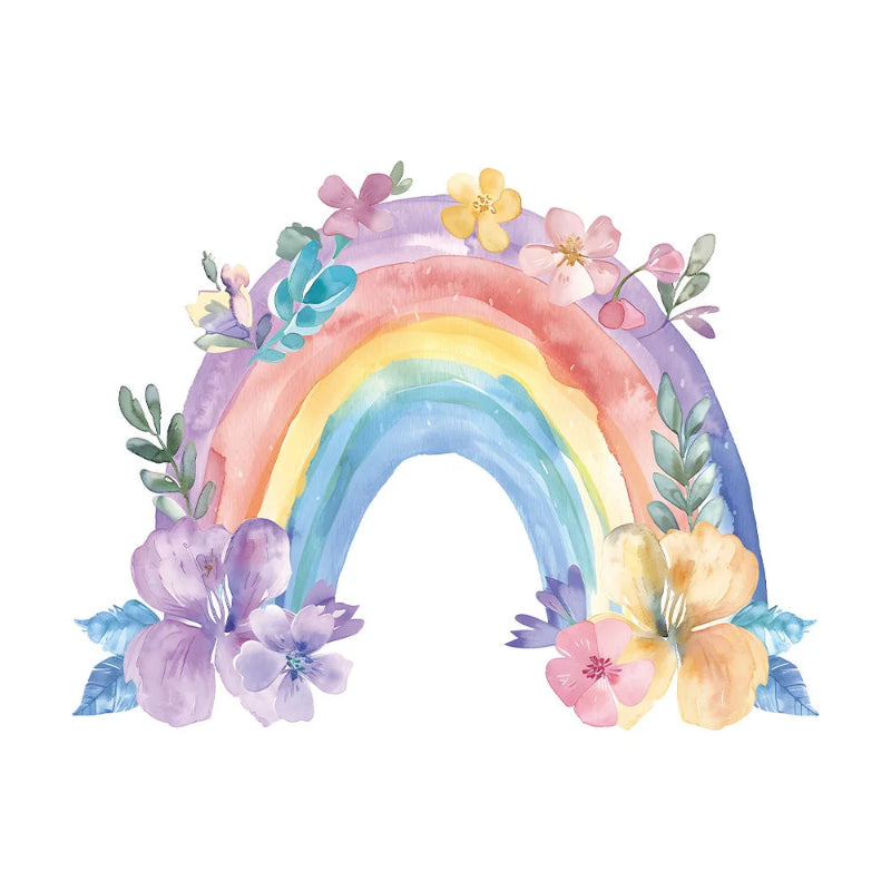 Whimsical Watercolor Floral Rainbow Wall Sticker - Just Kidding Store