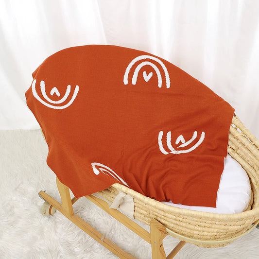 Rainbow Heart Knit Blanket - Just Kidding Store