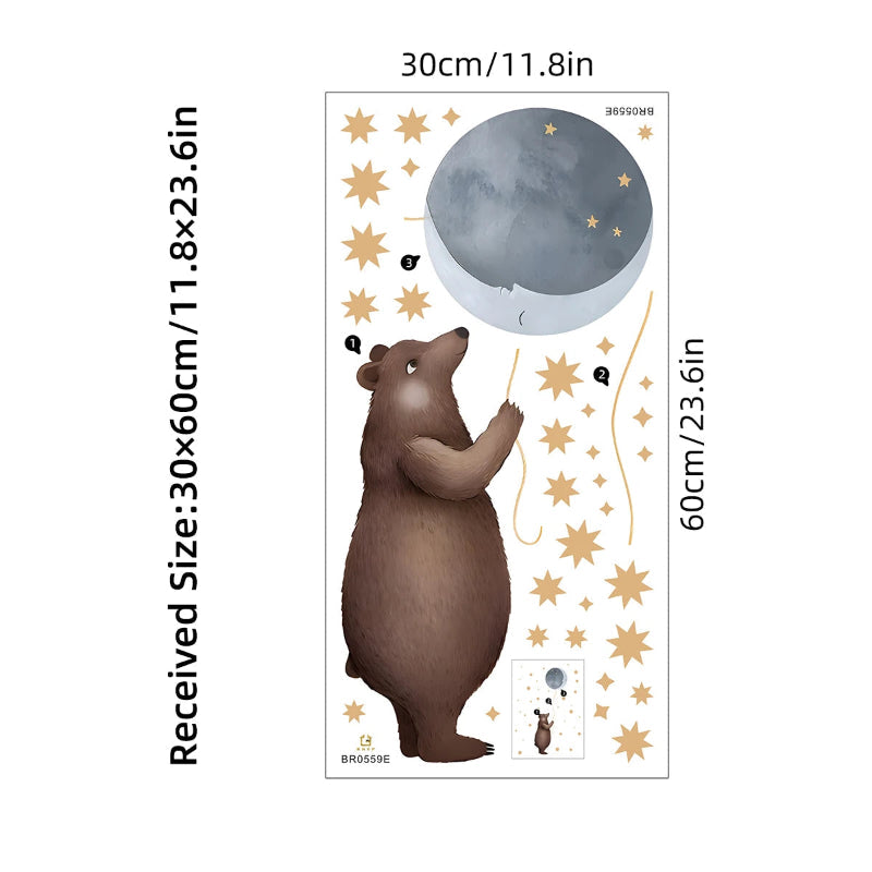 Bear Moon Balloon Wall Stickers - Just Kidding Store