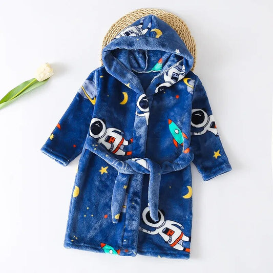 Winter Hooded Flannel Kids Robe - Just Kidding Store