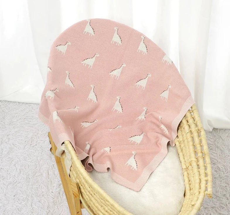 Baby Dino Cotton Knitted Nursery Blanket - Just Kidding Store