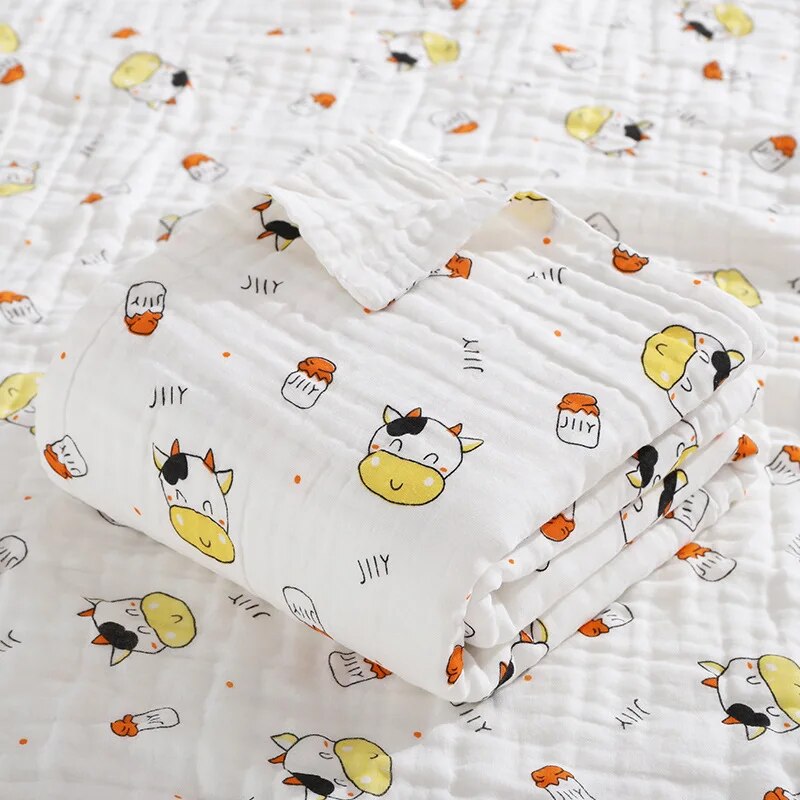 6 Layers Cotton Muslin Swaddle Blanket - Just Kidding Store