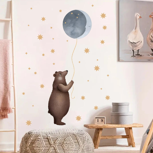 Bear Moon Balloon Wall Stickers - Just Kidding Store