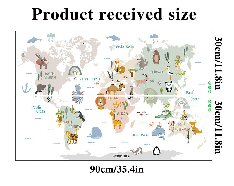 Animal World Map Wall Decal - Just Kidding Store