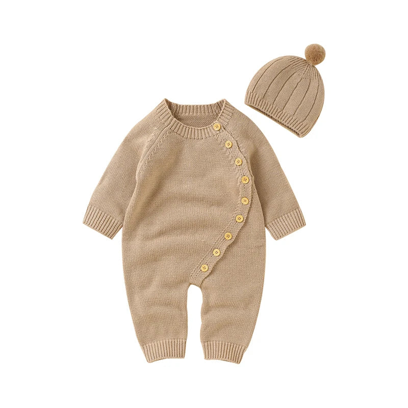 Cozy Button Knit Romper Set - Just Kidding Store