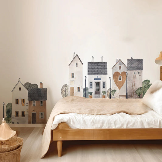 Whimsical Village Fabric Wall Stickers - Just Kidding Store