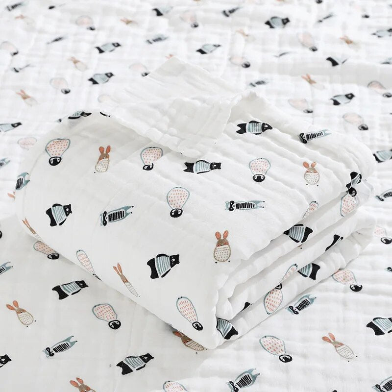 6 Layers Cotton Muslin Swaddle Blanket - Just Kidding Store