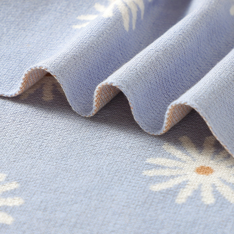 Daisy Cotton Knitted Baby Nursery Blanket - Just Kidding Store