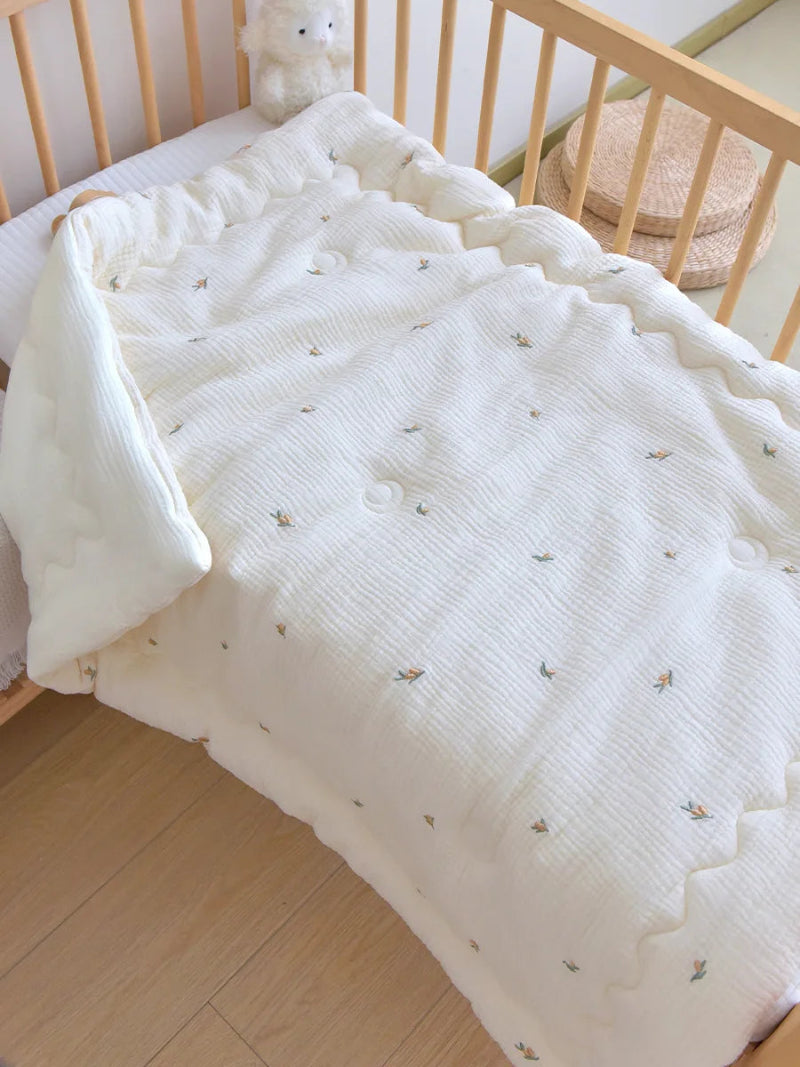 Embroidered Winter Thick Muslin Cotton Bed Cover - Just Kidding Store