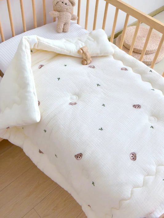 Embroidered Winter Thick Muslin Cotton Bed Cover - Just Kidding Store
