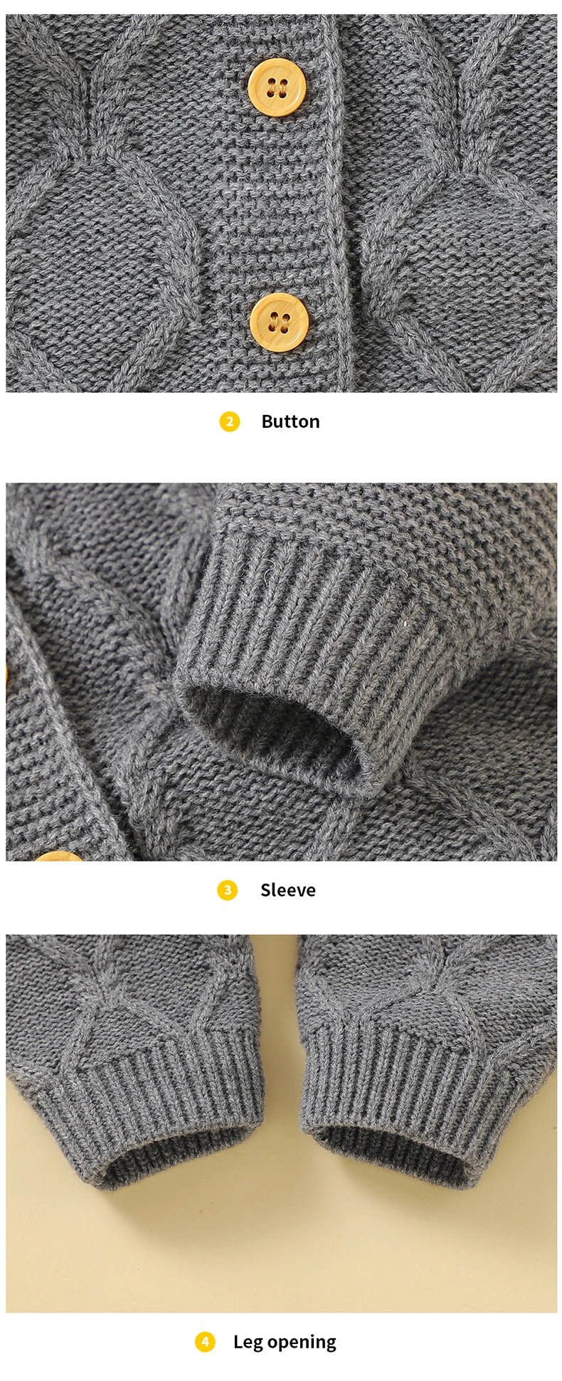 Hooded Cable Knitted Infant Jumpsuit - Just Kidding Store