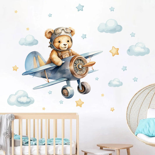 Aviator Bear Wall Decals - Just Kidding Store