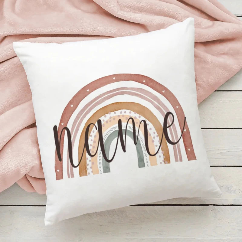 Personalised Rainbow Pillow Case - Custom Cushion Cover - Just Kidding Store