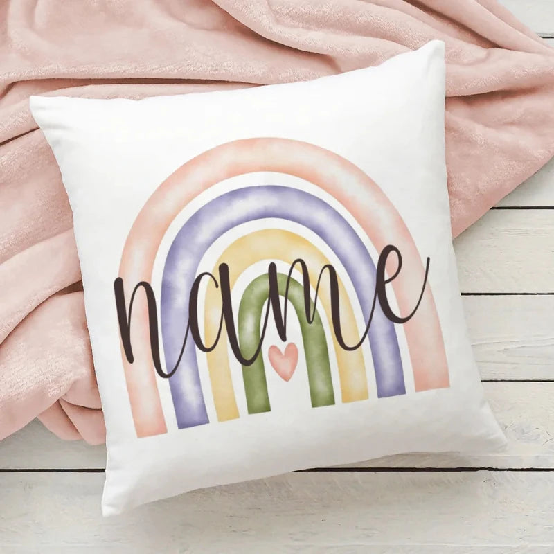 Personalised Rainbow Pillow Case - Custom Cushion Cover - Just Kidding Store