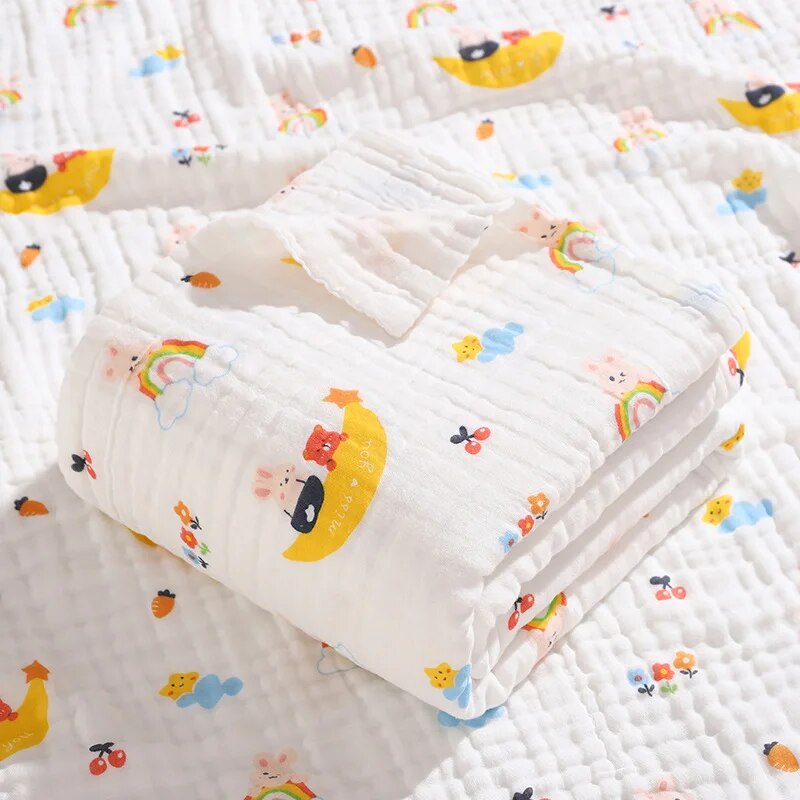 6 Layers Cotton Muslin Swaddle Blanket - Just Kidding Store