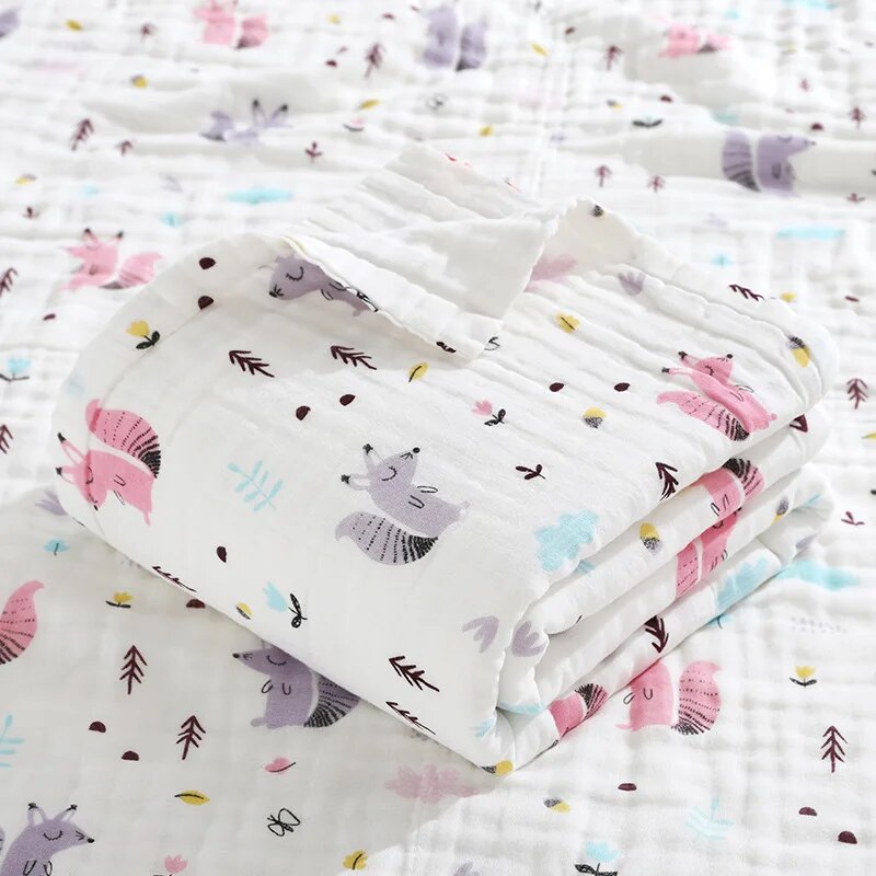 6 Layers Cotton Muslin Swaddle Blanket - Just Kidding Store
